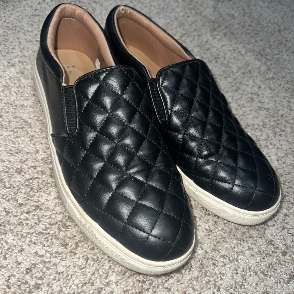 a new day Black Quilted Slip-On Sneakers